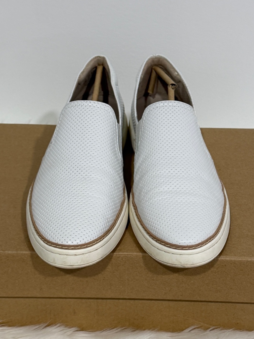 Naturalizer White Perforated Slip-On Loafers Ladies